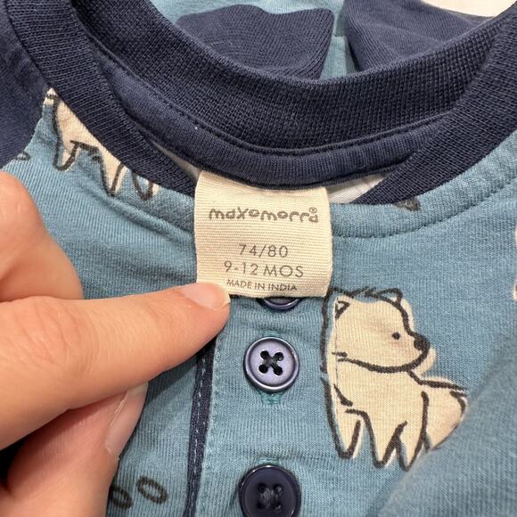 Maxomorra Blue Foxes Raglan Long Sleeve Shirt - Picture 6 of 6